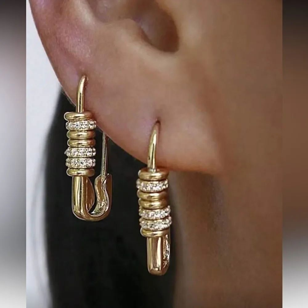 Safety pin Hoop Earrings #2057